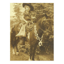 VINTAGE COWGIRL POSTCARD/INVITATION