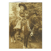 VINTAGE COWGIRL RODEO GREETING CARD