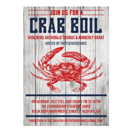 Vintage Crab Boil Party Invitations