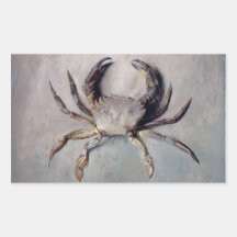 Vintage Crab Painting Rectangle Stickers