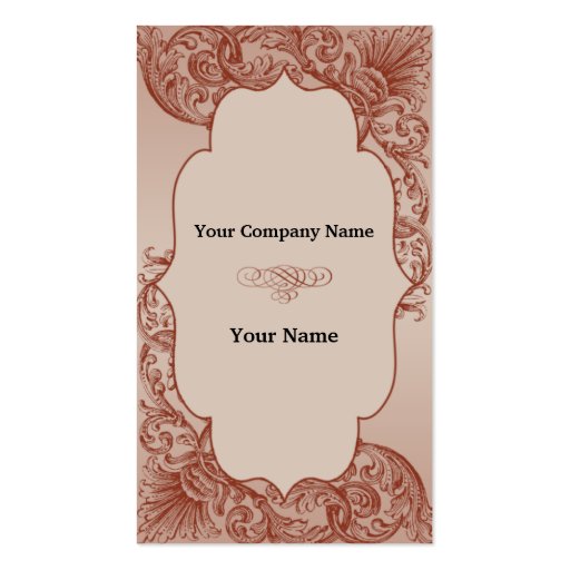 Vintage Cream and Cinnamon Filigree Scroll Business Card (front side)