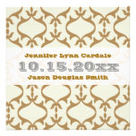 Vintage Cream Brown Damask Wedding Invitations