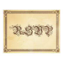 Vintage Cream & Brown Poster Wedding RSVP Postcards