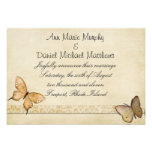 Vintage Cream Butterfly Wedding Announcement