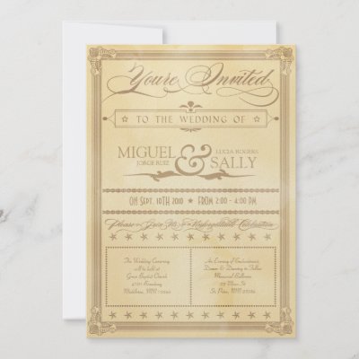Vintage Cream Poster Style Wedding Invitation by foreverwedding