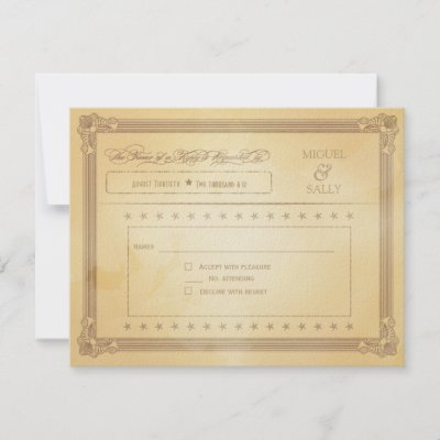 Vintage Poster Wedding Invitations on Vintage Cream Poster Style Wedding Rsvp Announcements From Zazzle Com