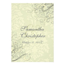 Vintage  cream swirls  Wedding Invitations