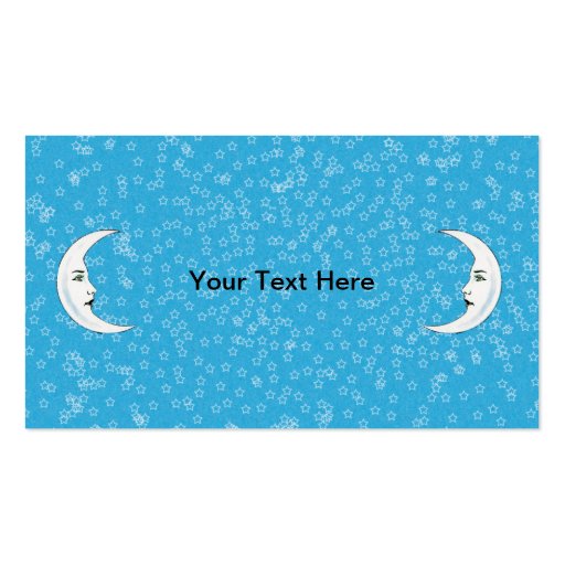 Vintage Crescent White Moon Face White Stars Business Card Template (back side)