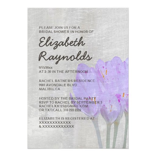 Vintage Crocus Bridal Shower Invitations