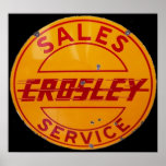 vintage crosley sales and service sign posters
