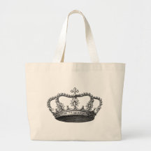 Vintage Crown Black and White Canvas Bags