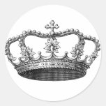 Vintage Crown Black and White Round Sticker