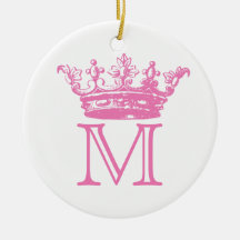Vintage Crown Monogram Christmas Ornaments