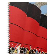 Vintage Cruise Ship Passengers Waving Goodbye Spiral Notebooks
