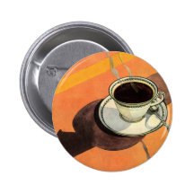 Vintage Cup of Coffee with Sauce and Spoon Button