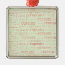 Vintage Cupcake Typography Christmas Tree Ornament