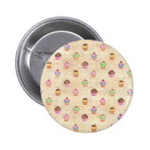 Vintage Cupcakes Pinback Buttons