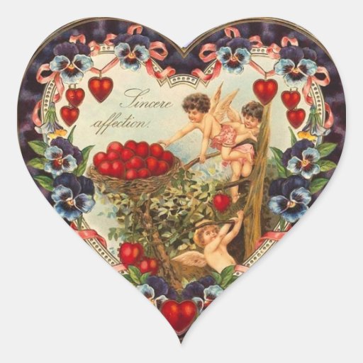 vintage Heart Stickers cupid Vintage Cupid