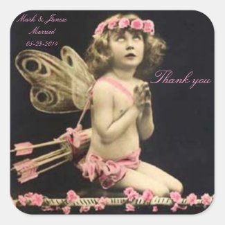 Vintage Cupid Thank You Stickers