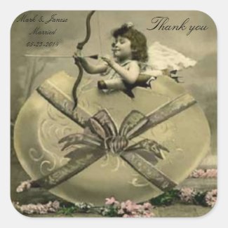 Vintage Cupid Thank You Stickers