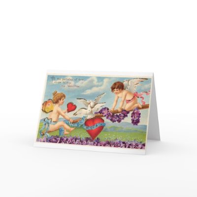 Vintage Cupids on a Seesaw Valentine Card by ebhaynes