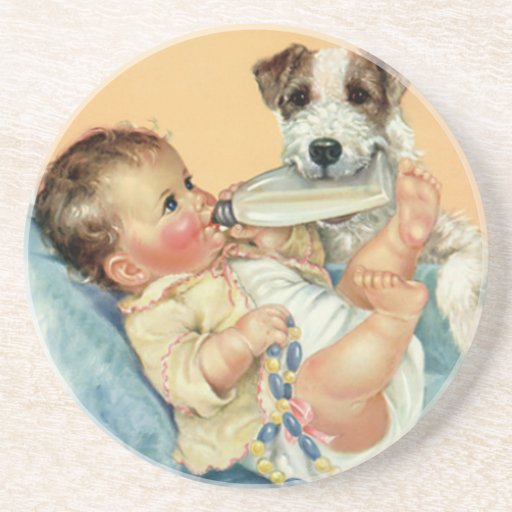 puppy baby bottles vintage baby boy with bottle and puppy beverage coasters zazzle puppy baby bottles vintage baby boy with bottle and puppy beverage coasters zazzle