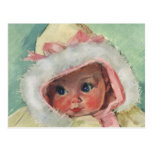 Vintage Cute Baby Girl Wearing a Fur Coat Postcards