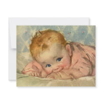 Vintage Cute Baby on a Blanket Personalized Invitation