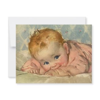 Vintage Cute Baby on a Blanket Personalized Invitation