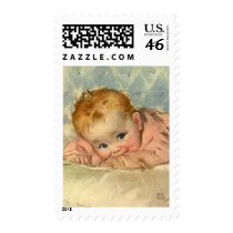 Vintage Cute Baby on a Blanket Postage Stamps
