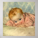 Vintage Cute Baby on a Blanket posters