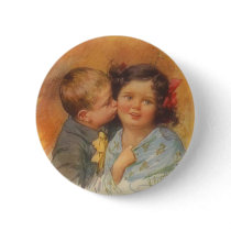 Vintage Cute Boy Stealing a Kiss on the Cheek buttons by KahunaLuna Vintage Cute Boy Stealing a Kiss on the Cheek buttons