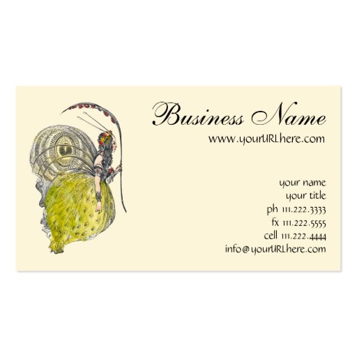 Vintage Cute Fantasy Butterfly Fairy with Wings Business Card Templates (front side)