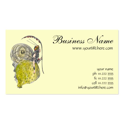 Vintage Cute Fantasy Butterfly Fairy with Wings Business Card (front side)