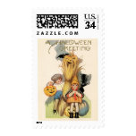 Vintage Cute Kids with Pumpkins Postage Stamp