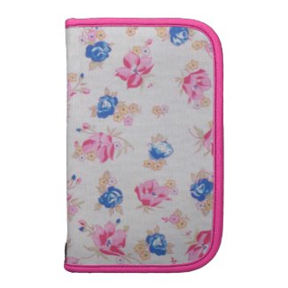 Vintage Cute Pink And Blue Floral Pattern Folio Planners