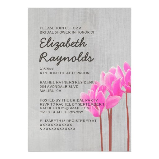 Vintage Cyclamen Bridal Shower Invitations