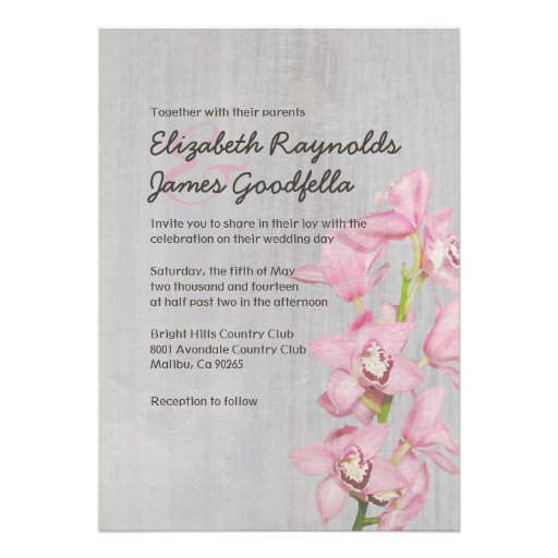 Vintage Cymbidium Orchid Wedding Invitations