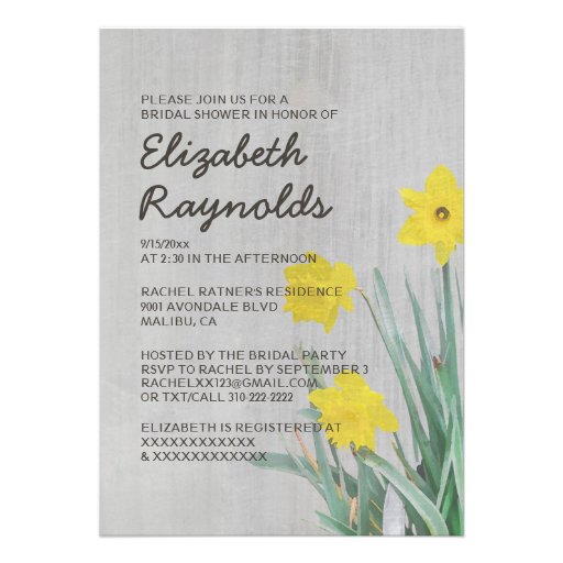 Vintage Daffodil Bridal Shower Invitations