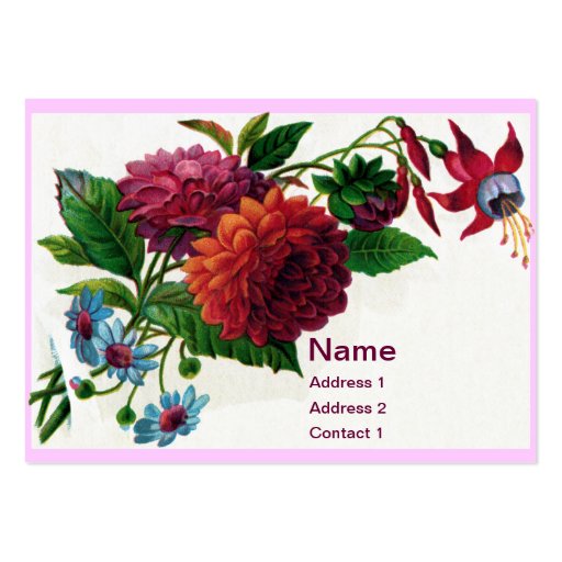 Vintage Dahlias and Fuchsias Business Card Templates (front side)