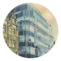 Vintage Daily Express Building on Fleet Street Round Sticker