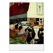 Vintage Dairy Farm with Holstein Cows Card