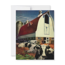 Vintage Dairy Farm with Holstein Cows Personalized Announcements