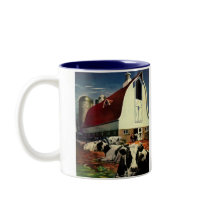 Vintage Dairy Farm with Holstein Cows Mugs