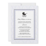 Vintage Damask Baby Carriage Baby Shower Invite