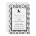 Vintage Damask Baby Carriage Baby Shower invitations