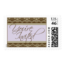 Vintage Damask Baroque Lace You're Invited: lilac postage
