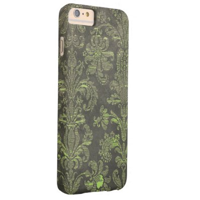 Vintage Damask Black and Green Barely There iPhone 6 Plus Case