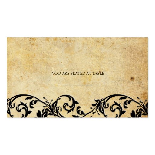 Vintage Damask Black Swirl Wedding Placecards Business Card Template