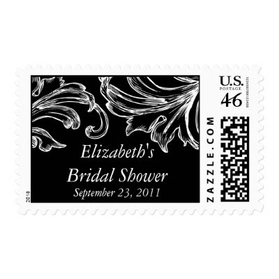 Vintage Damask Bridal Shower Postage Stamp